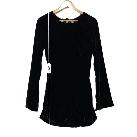 Free People Size Small Chelsey Black Velvet Open Back Mini Dress NWT - Picture 5 of 12